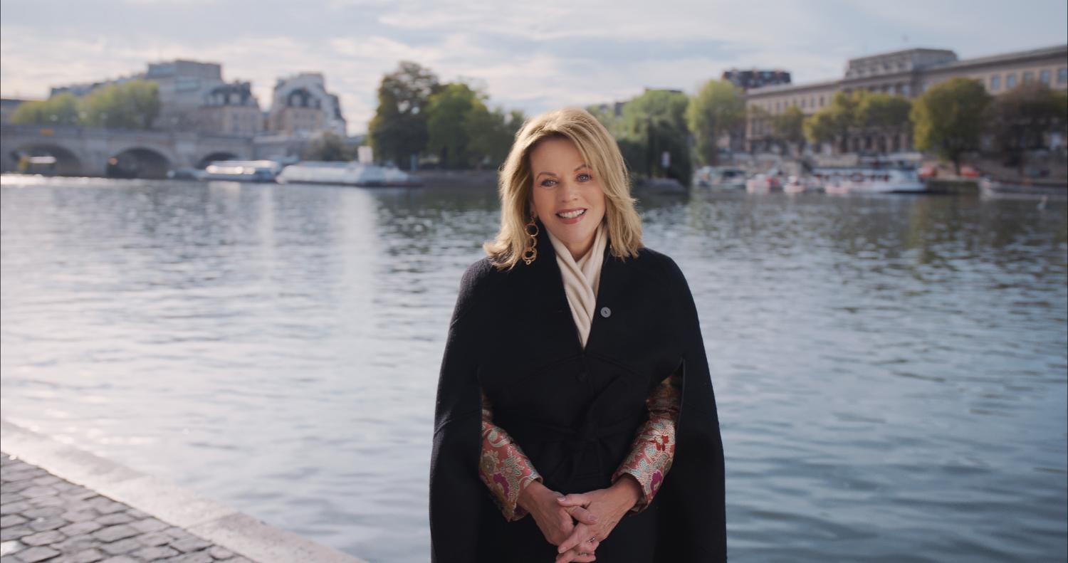 Soprano Renée Fleming by the Seine river in Paris.